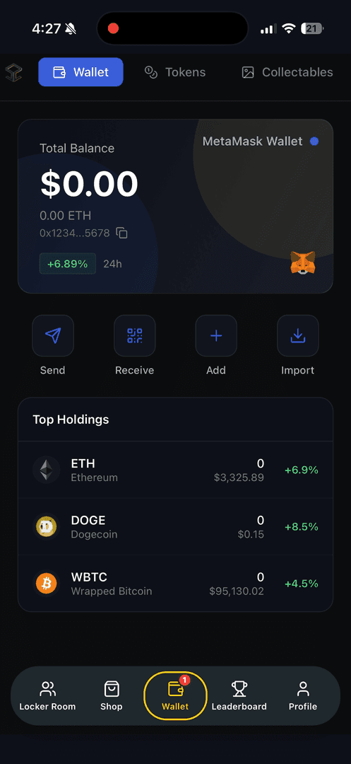 Web3 Wallet — screen 1