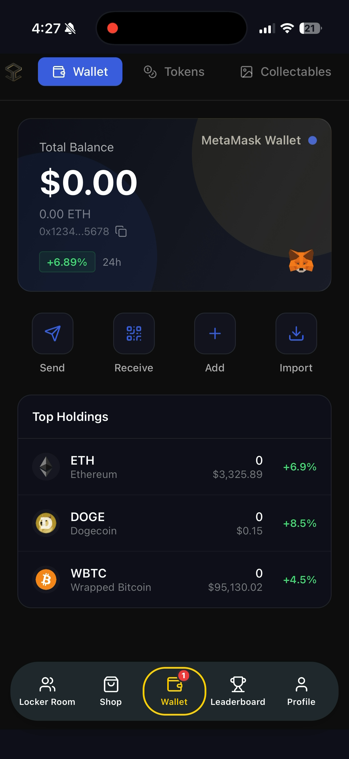 Web3 Wallet — screen 1